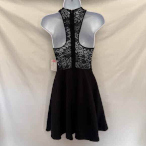 B. DARLIN All Lace Top Racerback Dress Sz 3/4 Black Whimsigoth New Halter Skater - Picture 5 of 12